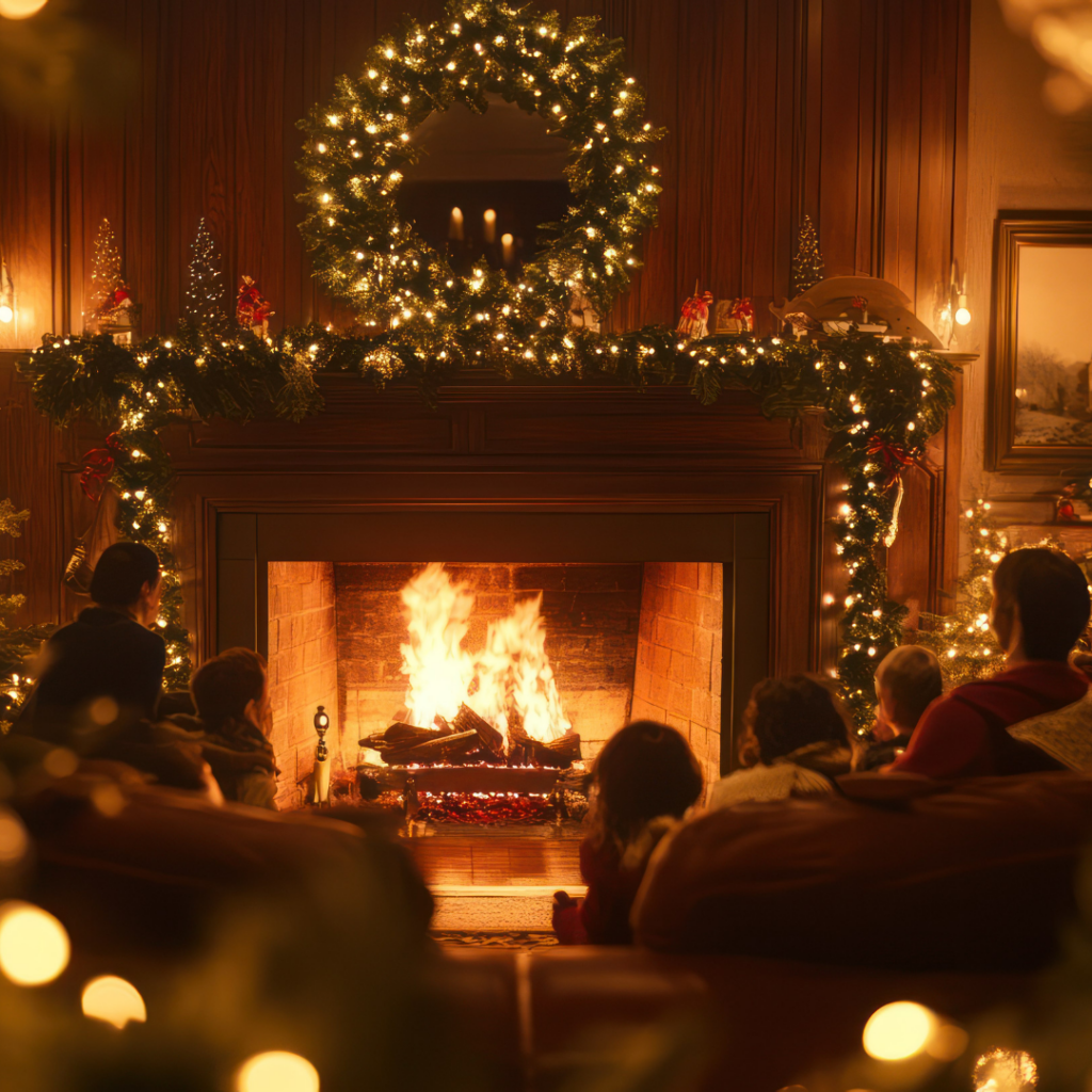 Family sitting together at the kitchen table during a quiet January morning
